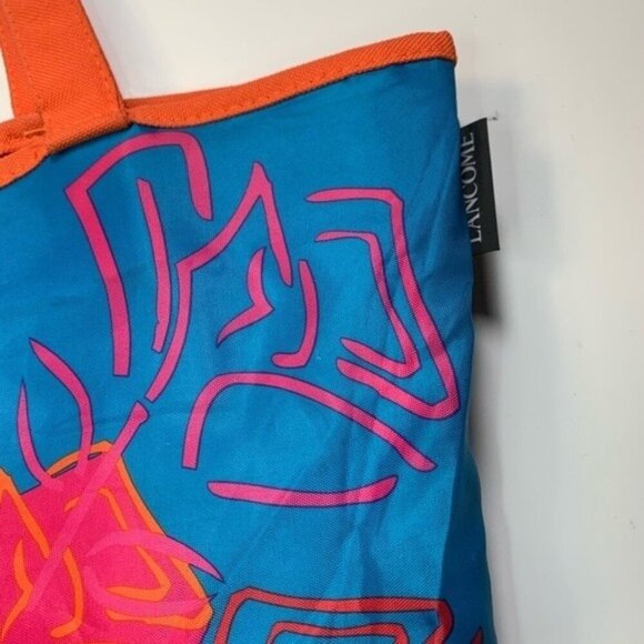 Lancome Reversible Beach Or Pool Bag With Pink  and Blue Floral Design - Picture 4 of 4